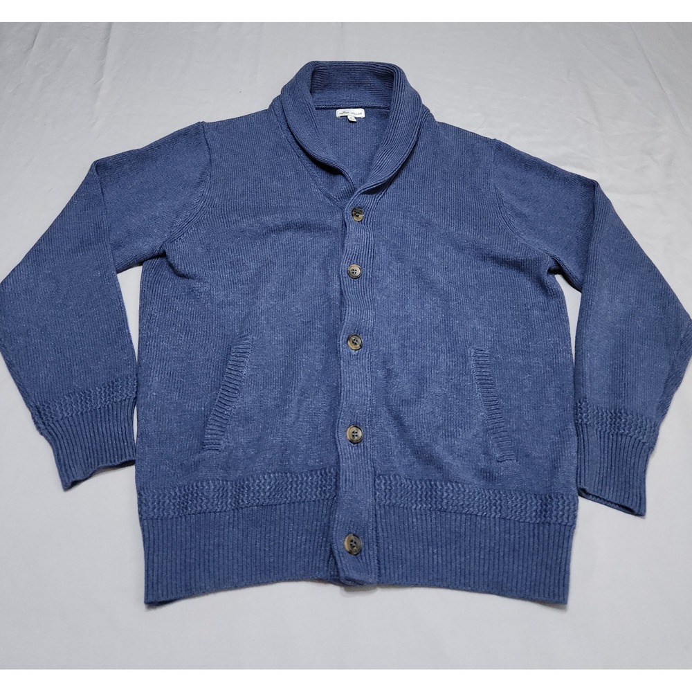Peter Millar Mens Blue Shawl Collar Cardigan Sweater MS19S72 Size Large